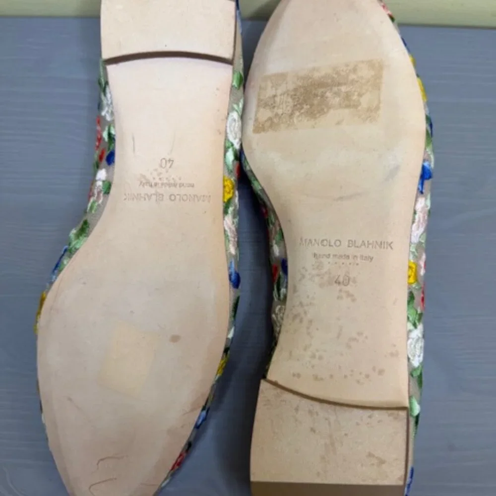 Manolo Blahnik floral mesh bow ballerina flats, size 40, NWOT - Picture 5 of 5